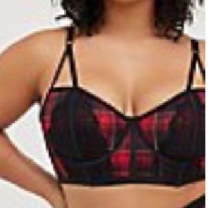 Long-line plaid/lace Torrid bra. Size 3